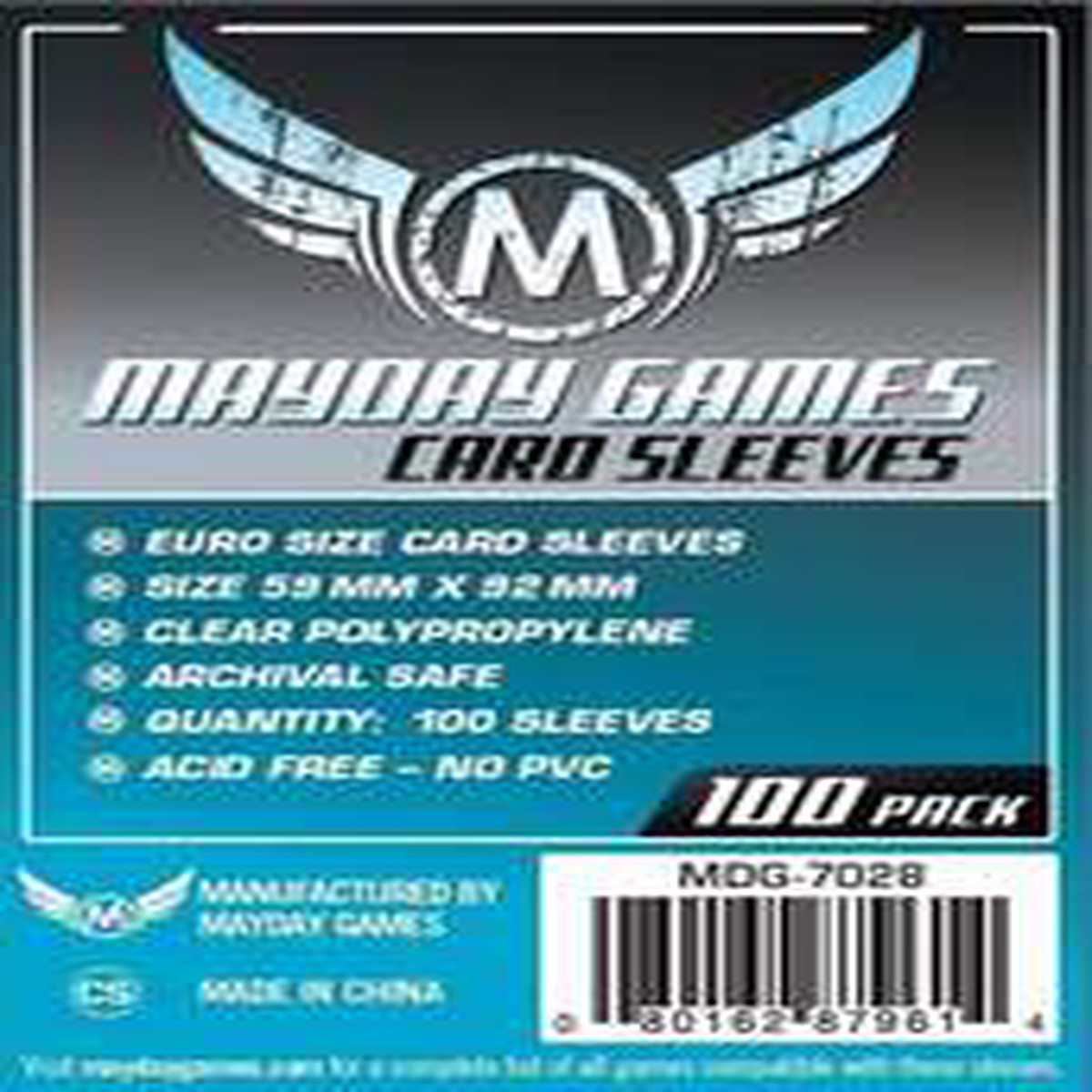 Mayday Games Board Game Sleeves 100ct 59x92mm Standard European