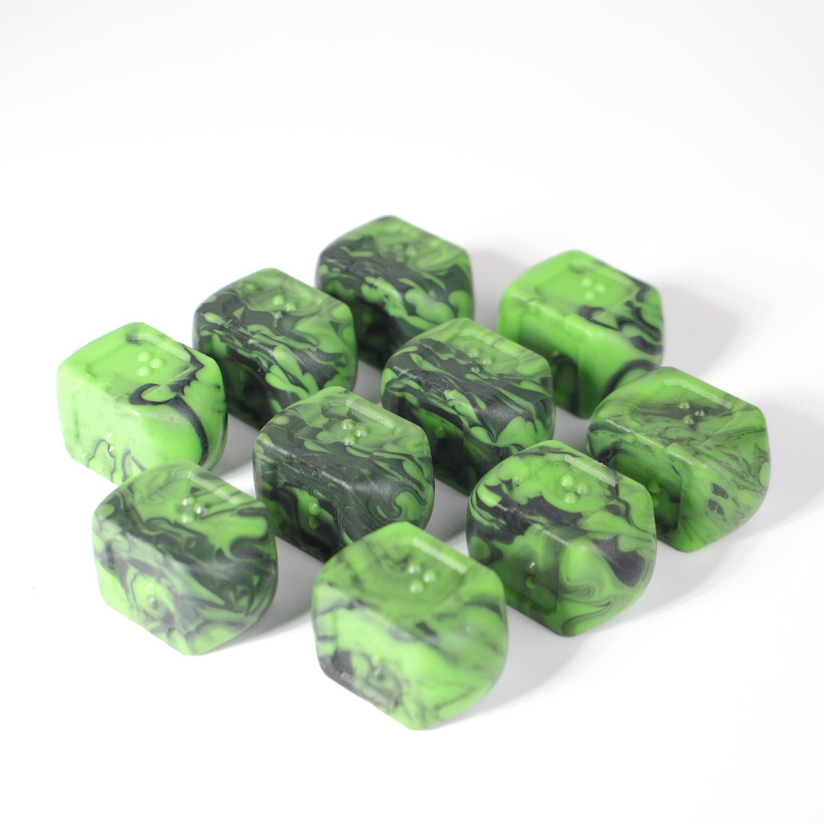 Die Hard Dice 10d4 Set - DOTS Braille Acrylic - Cursed Acid