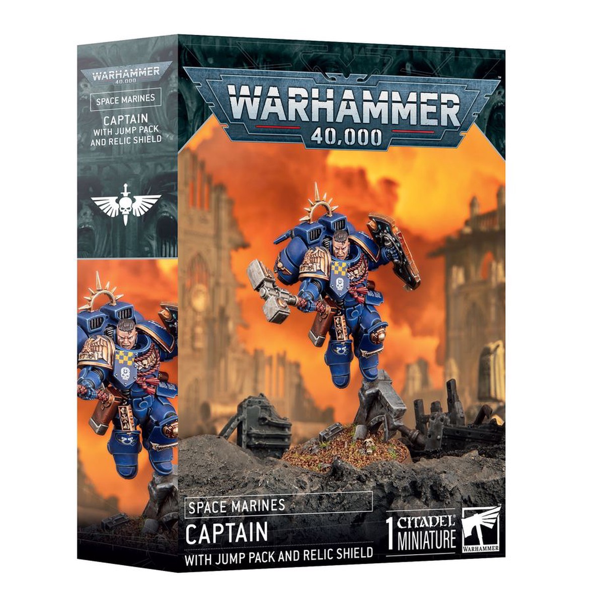 Warhammer 40K Space Marine Captain w/Jump Pack & Relic Shield