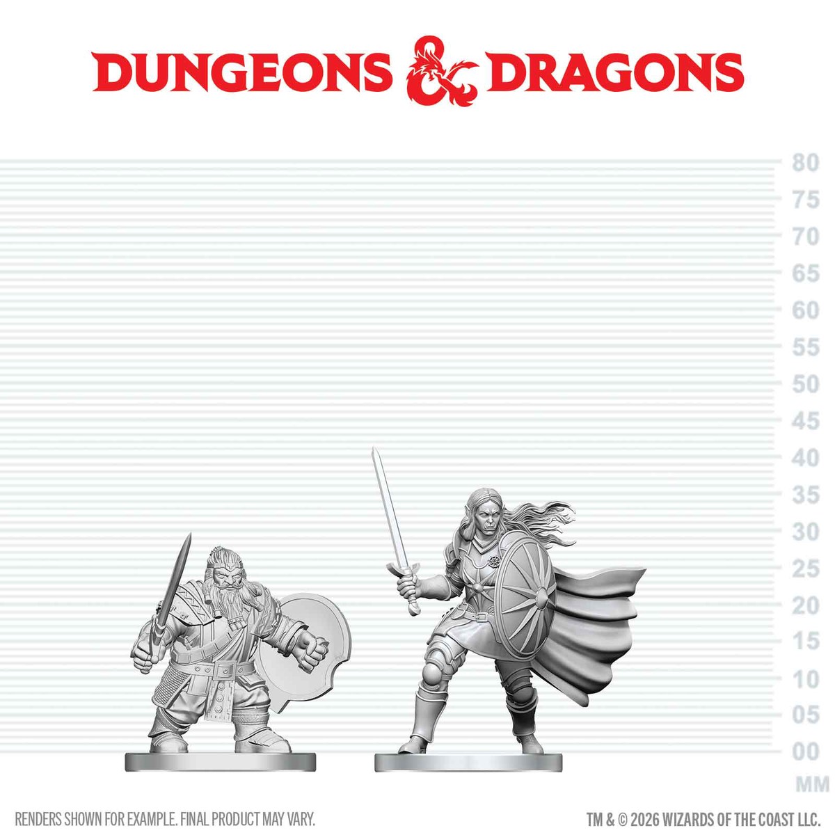 D&D Nolzur's Unpainted Miniatures W29 DWARF FIGHTER N ORC PALADIN