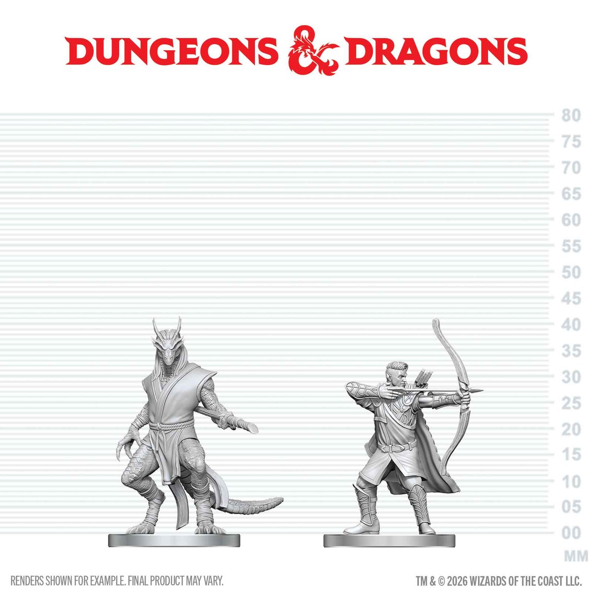 D&D Nolzur's Unpainted Miniatures W29 ELF RANGER N DRAGONBORN MONK