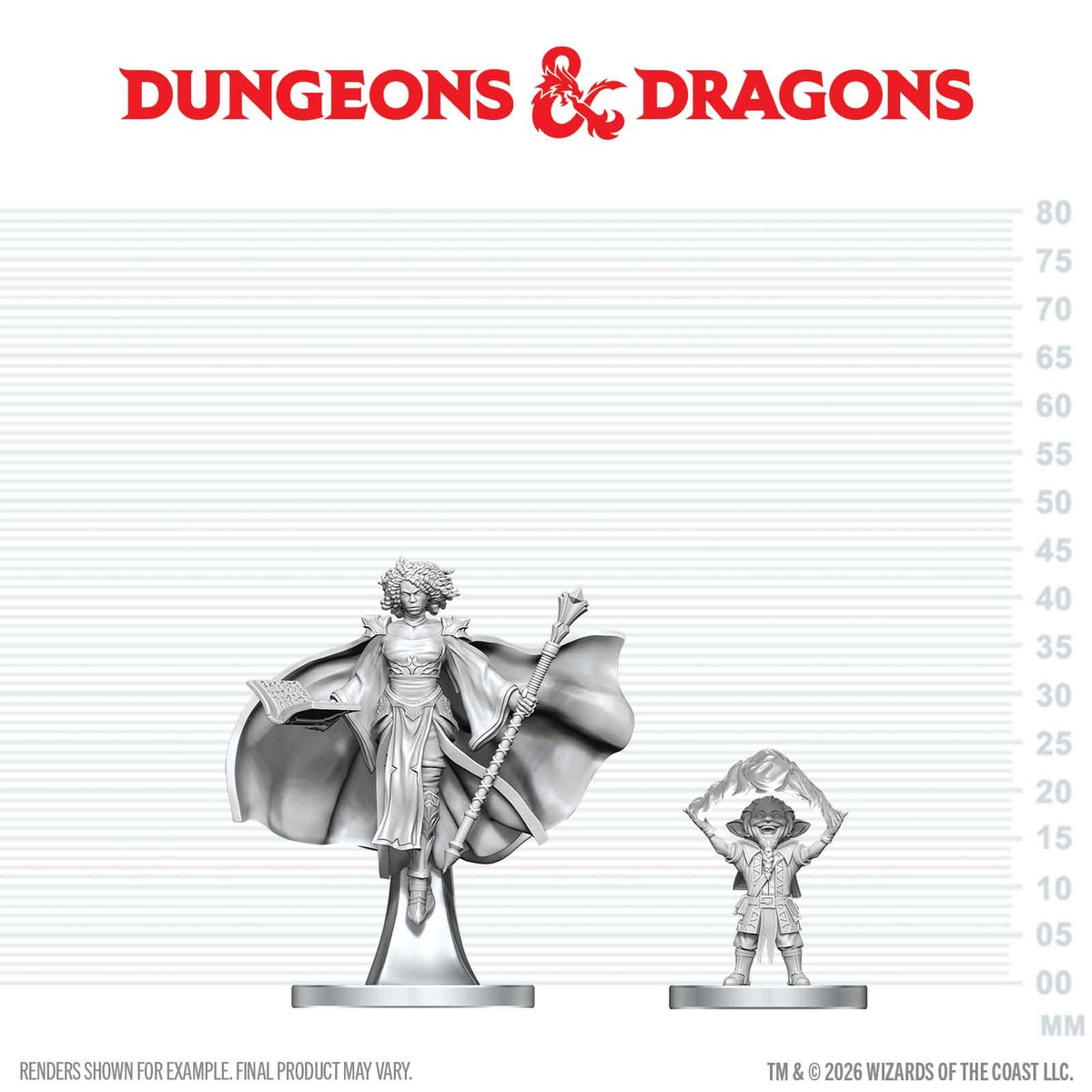 D&D Nolzur's Unpainted Miniatures W29 GNOME WARLOCK N AASIMAR WIZARD