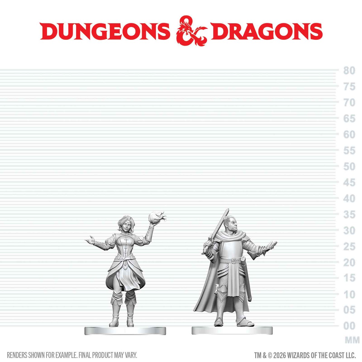D&D Nolzur's Unpainted Miniatures W29 KNIGHT N MAGE APPRENTICE