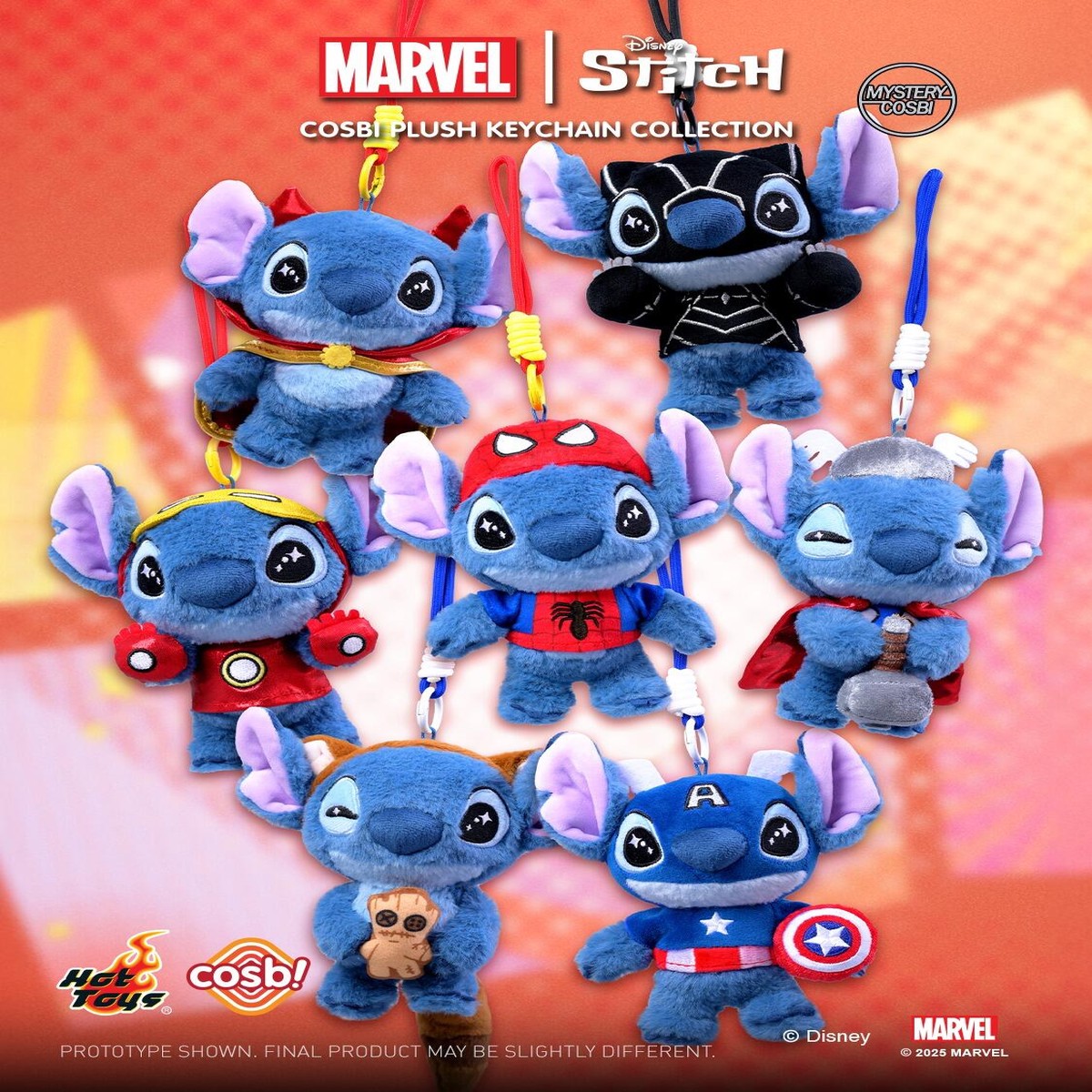 Hot Toys Marvel Stitch Cosbi Plush Keychain Collection