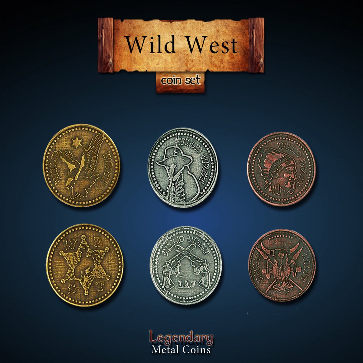 Legendary Metal Coins - Wild West (3 options)