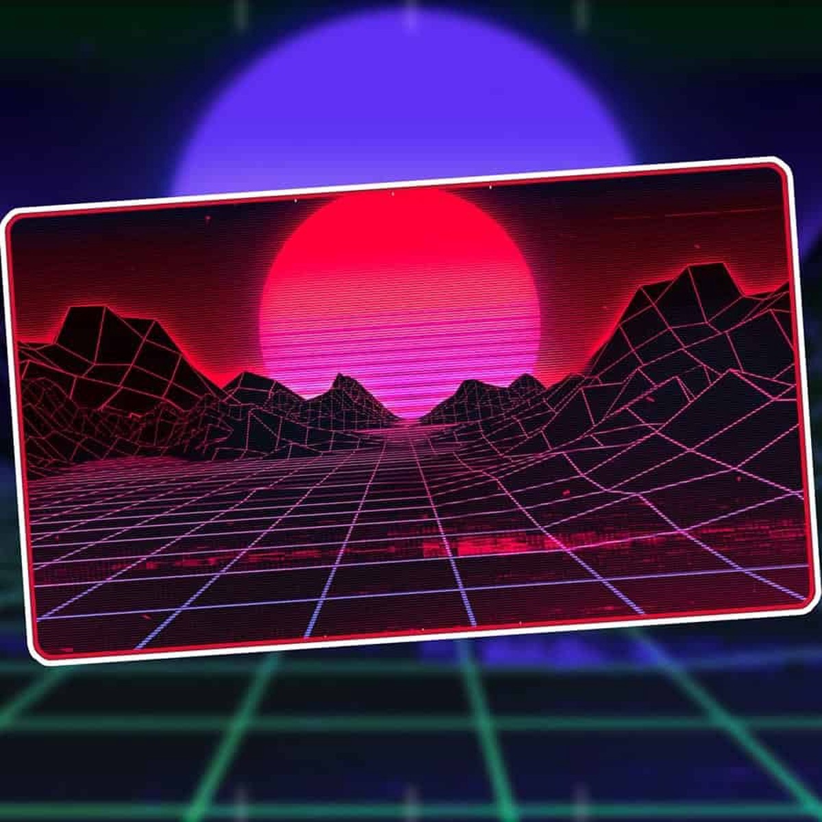 1UP Premium Playmat - Retrowave Mountains