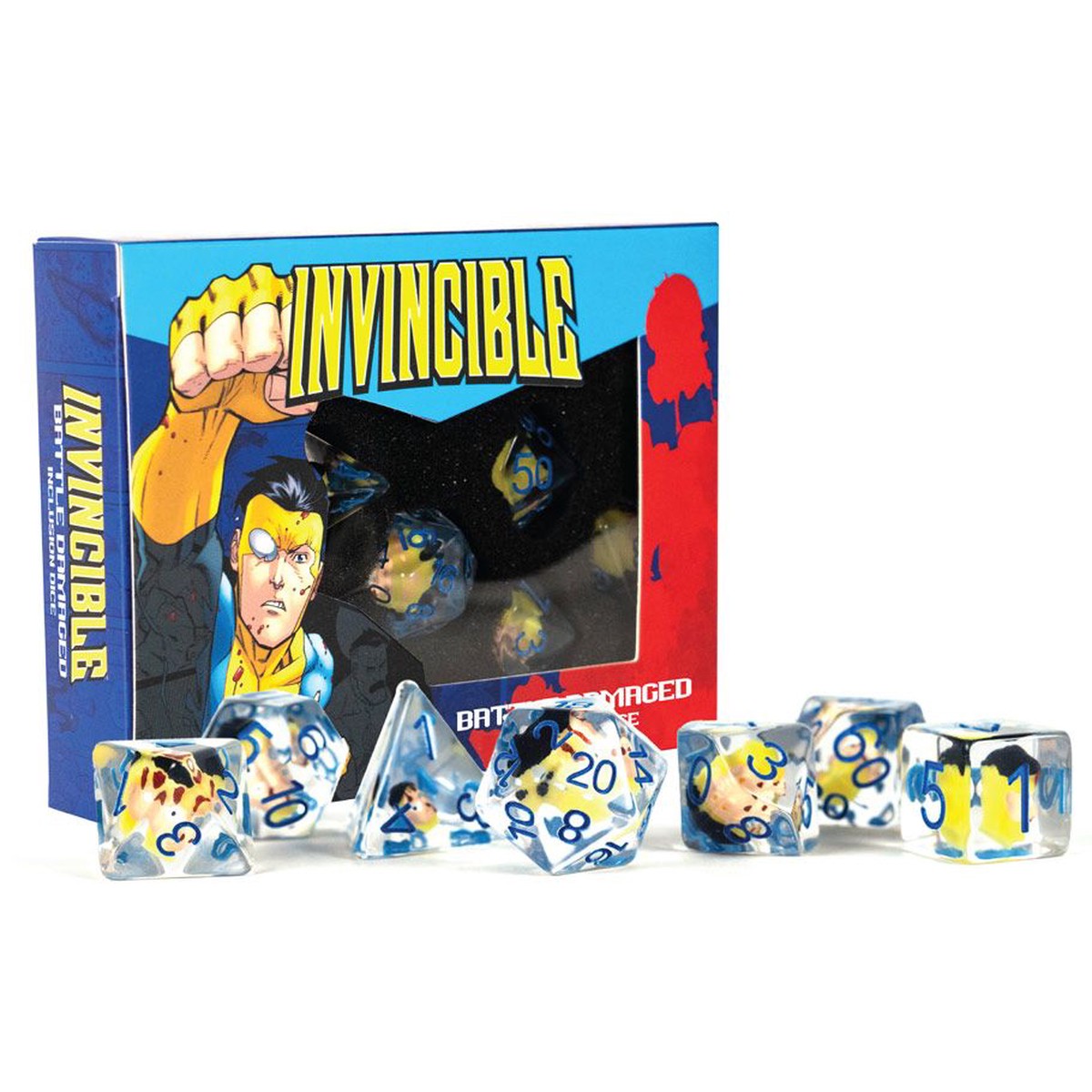 7ct Invincible Battle Damaged Inclusion Dice Set