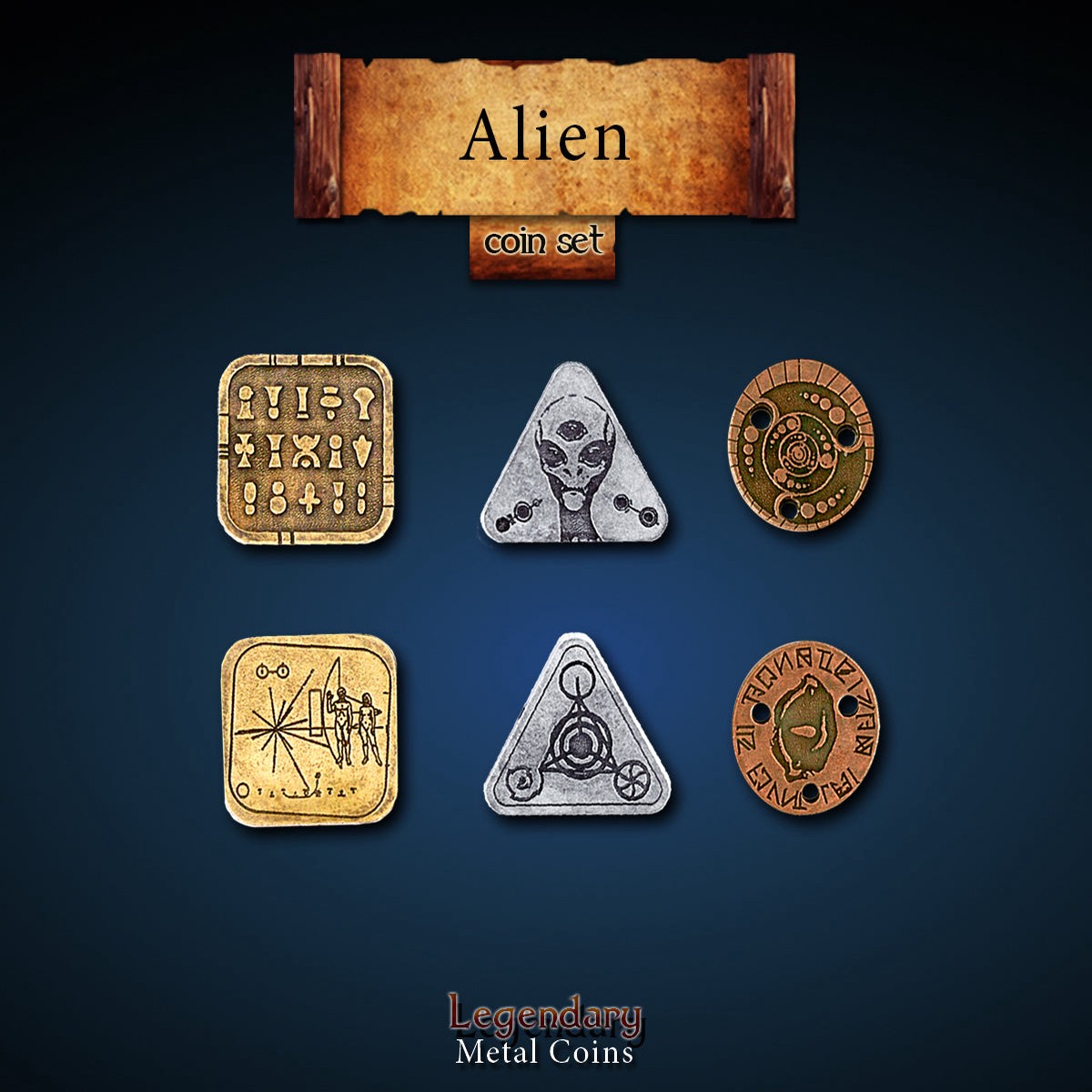 Legendary Metal Coins - Alien (3 options)