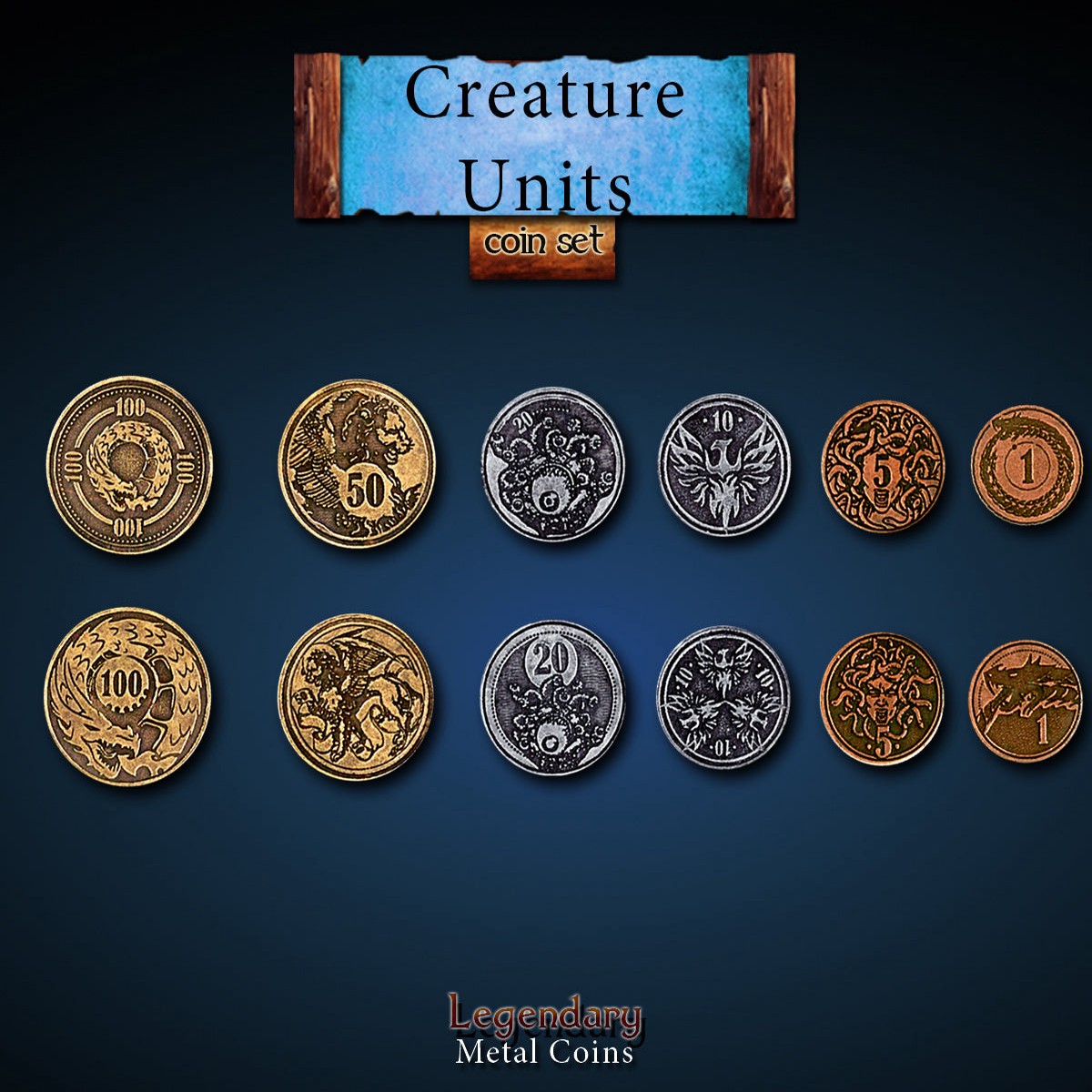Legendary Metal Coins - Creature Units (6 options)