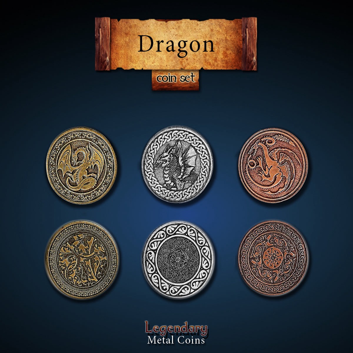 Legendary Metal Coins - Dragon (3 options)