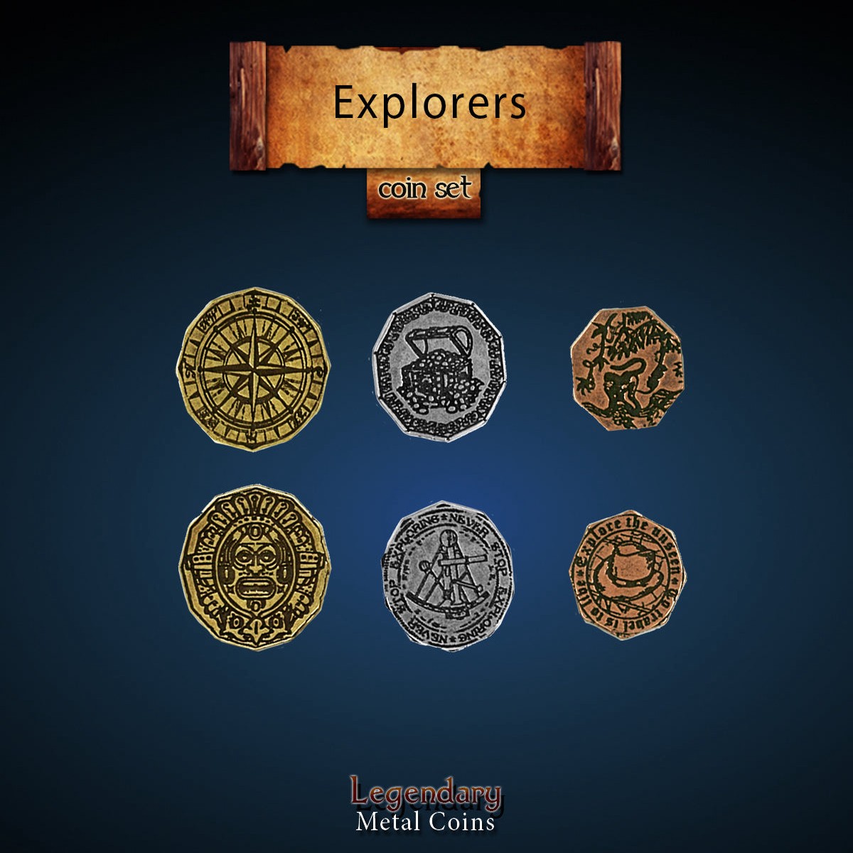 Legendary Metal Coins - Explorers (3 options)
