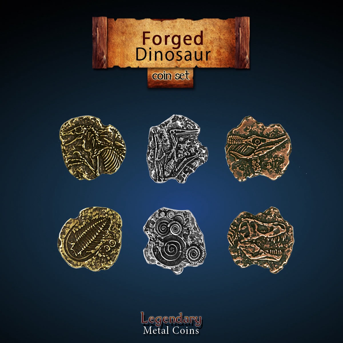 Legendary Metal Coins - Forged Dinosaur (3 options)