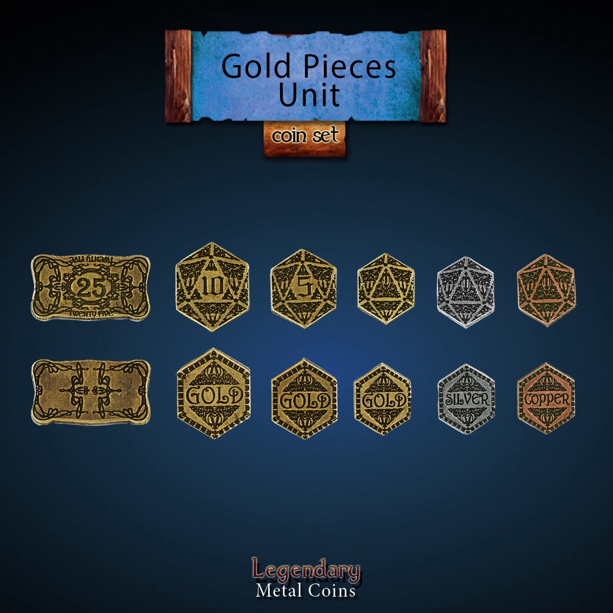 Legendary Metal Coins - Gold Piece Units (6 options)