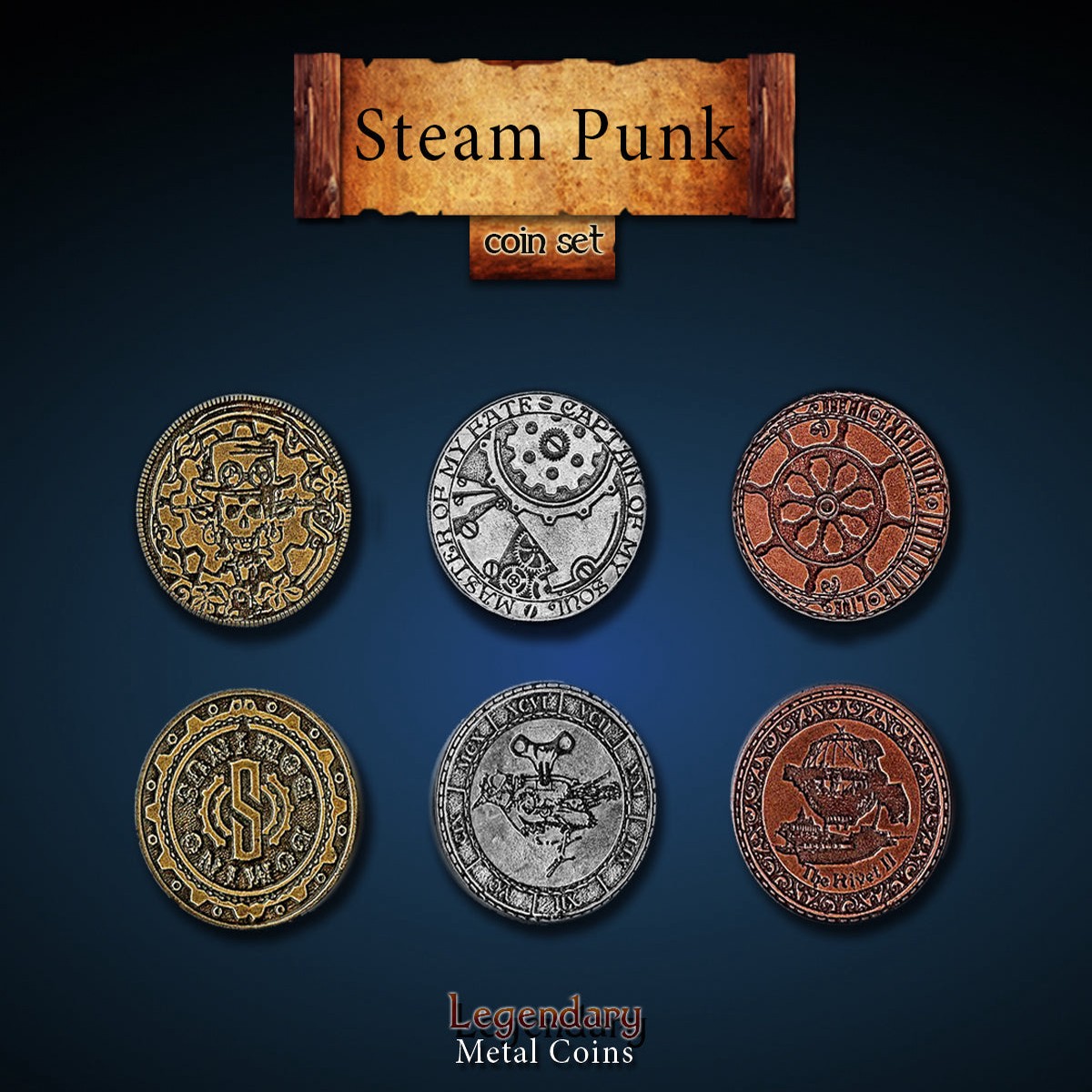 Legendary Metal Coins - Steampunk (3 options)