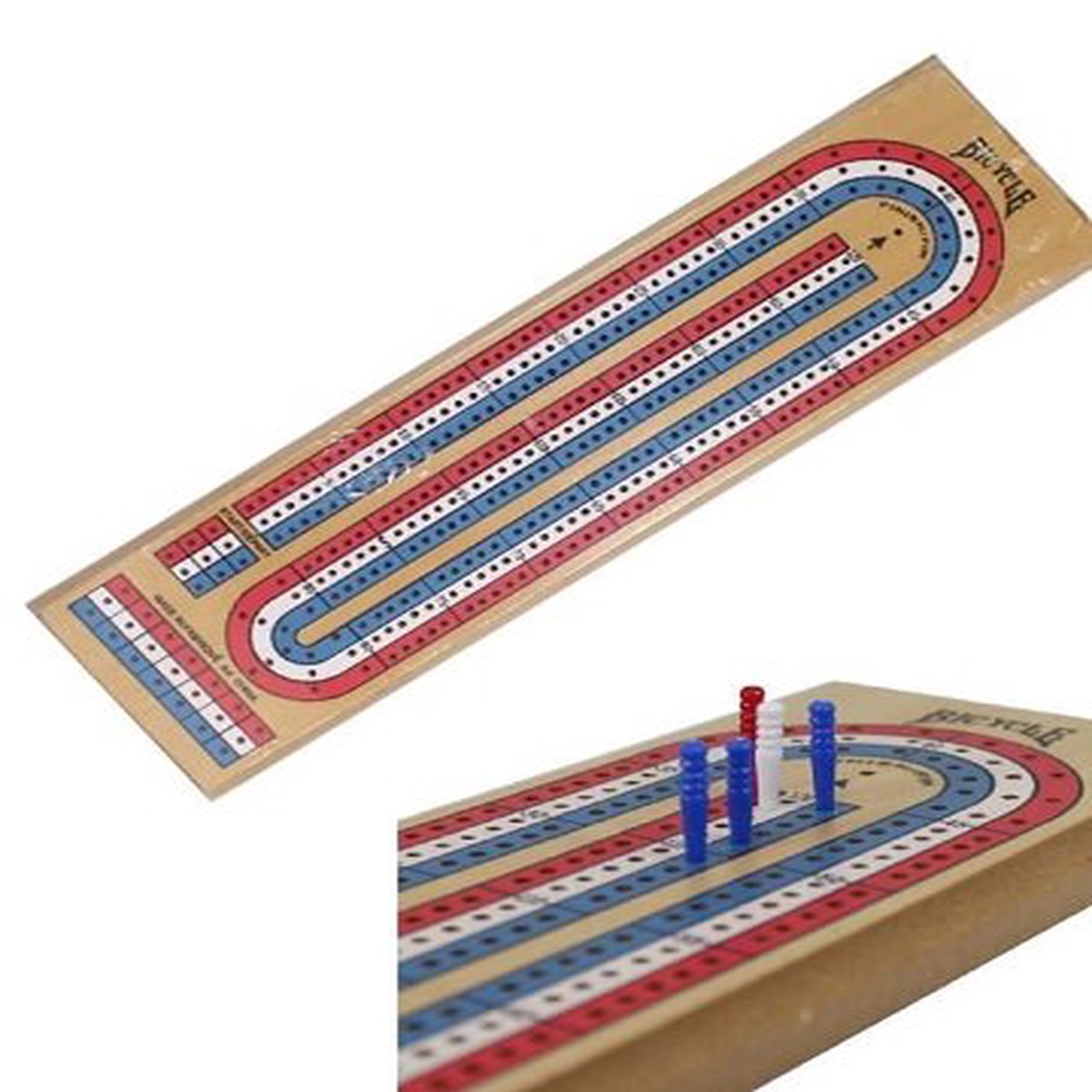 Cribbage Board: 3 Track Color Coded