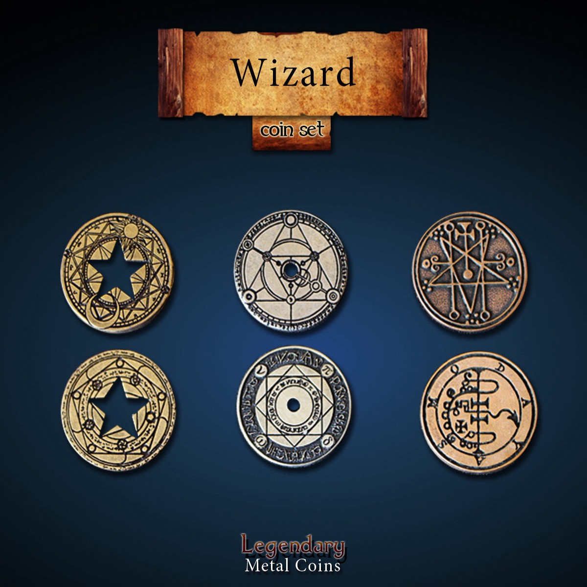 Legendary Metal Coins - Wizard (3 options)