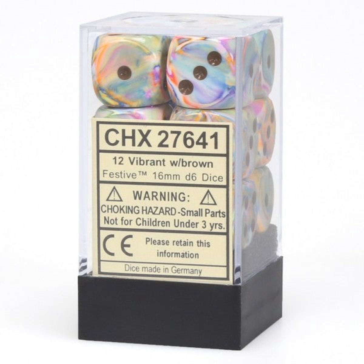 Chessex 16mm Festive Vibrant/Brown 12ct D6 Set (27641)