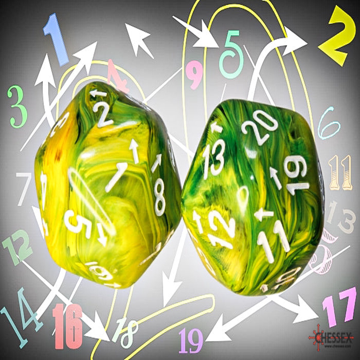 Chessex Countup&down Single D20: Vortex Dandelion/White