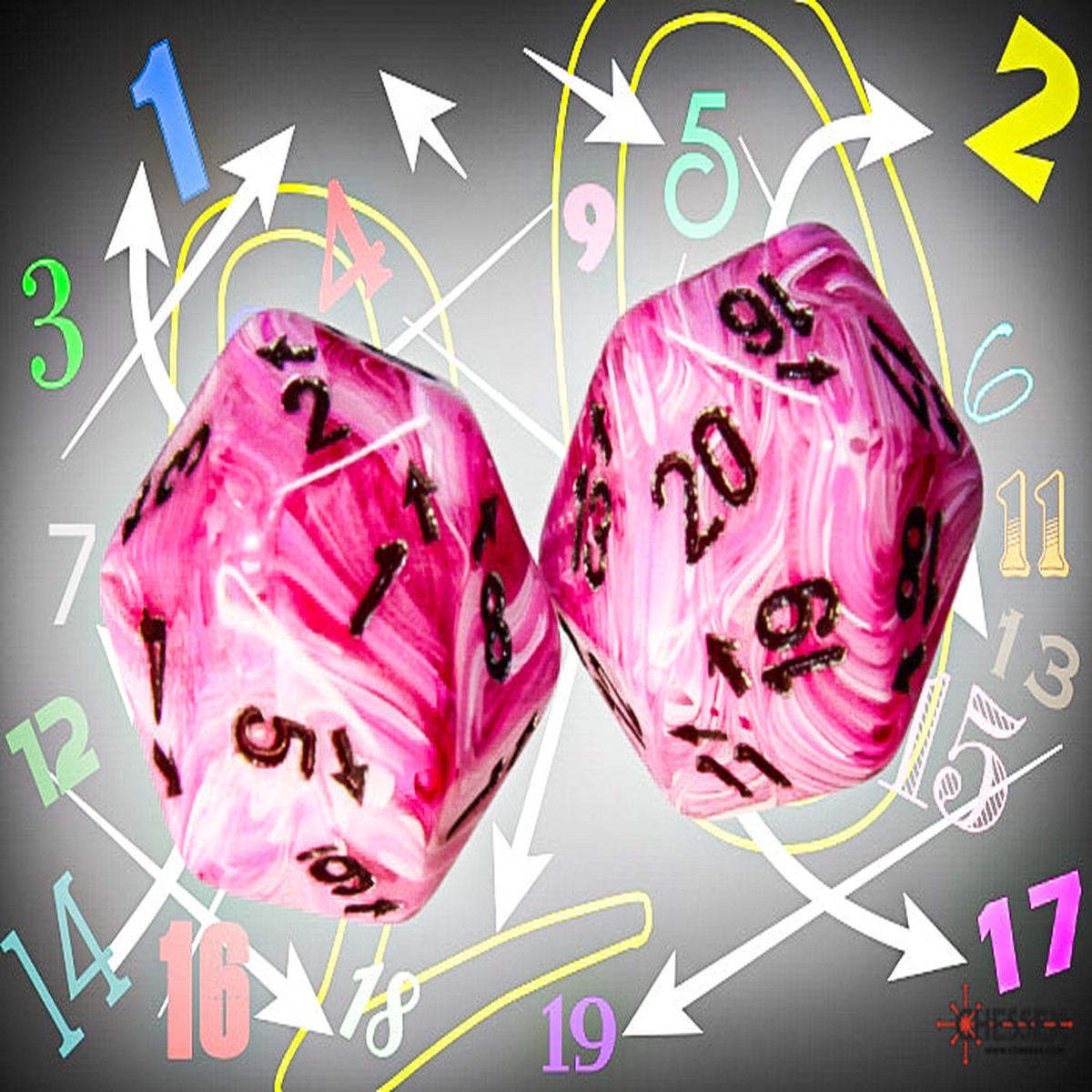 Chessex Countup&down Single D20: Vortex Pink/Black