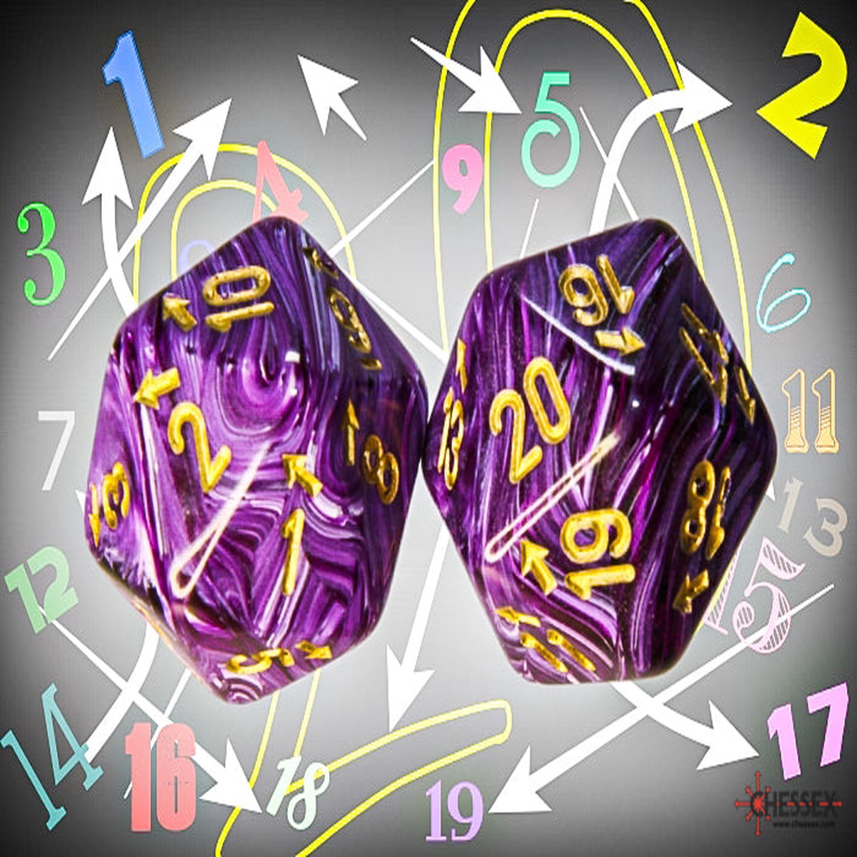 Chessex Countup&down Single D20: Vortex Purple/Gold