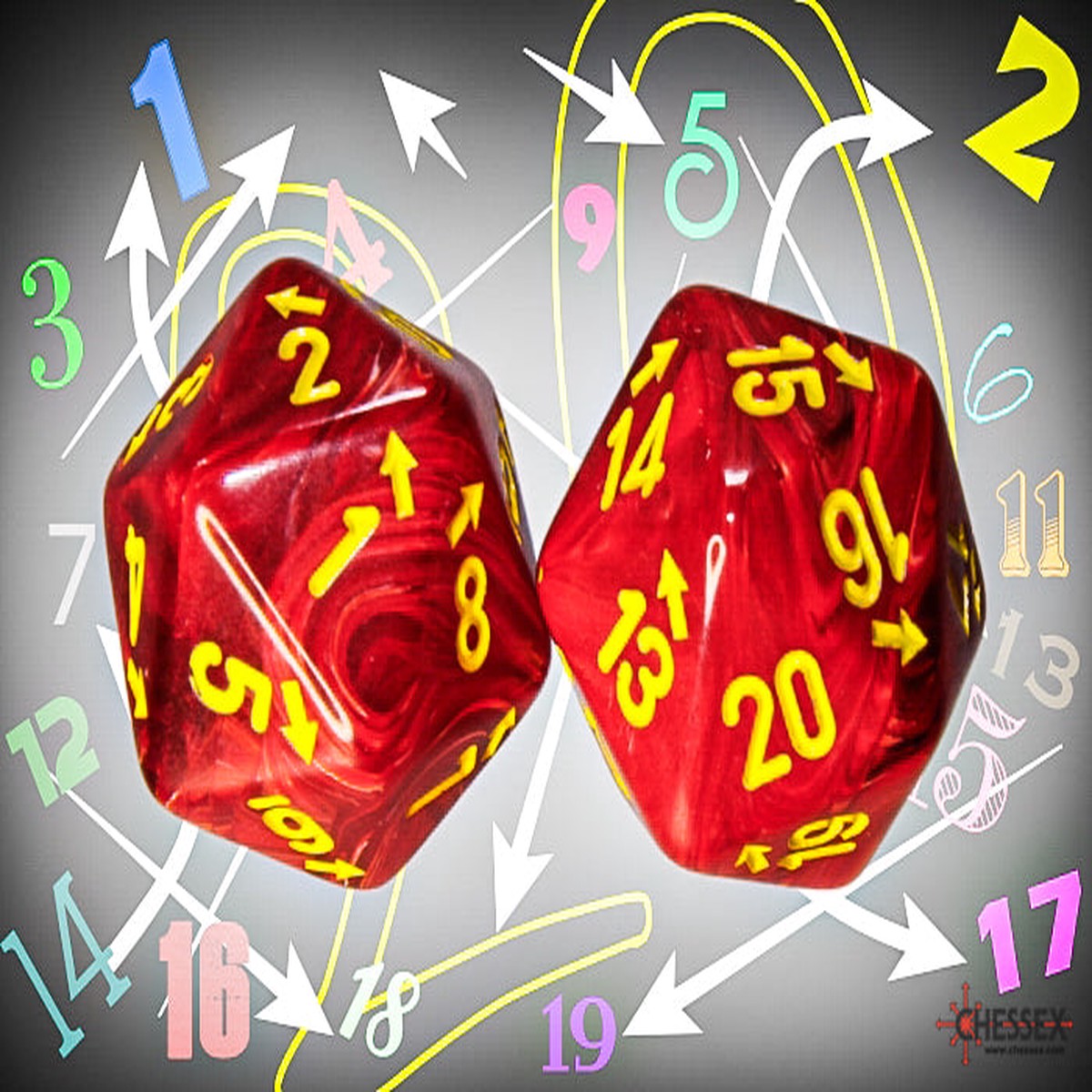 Chessex Countup&down Single D20: Vortex Red/Yellow