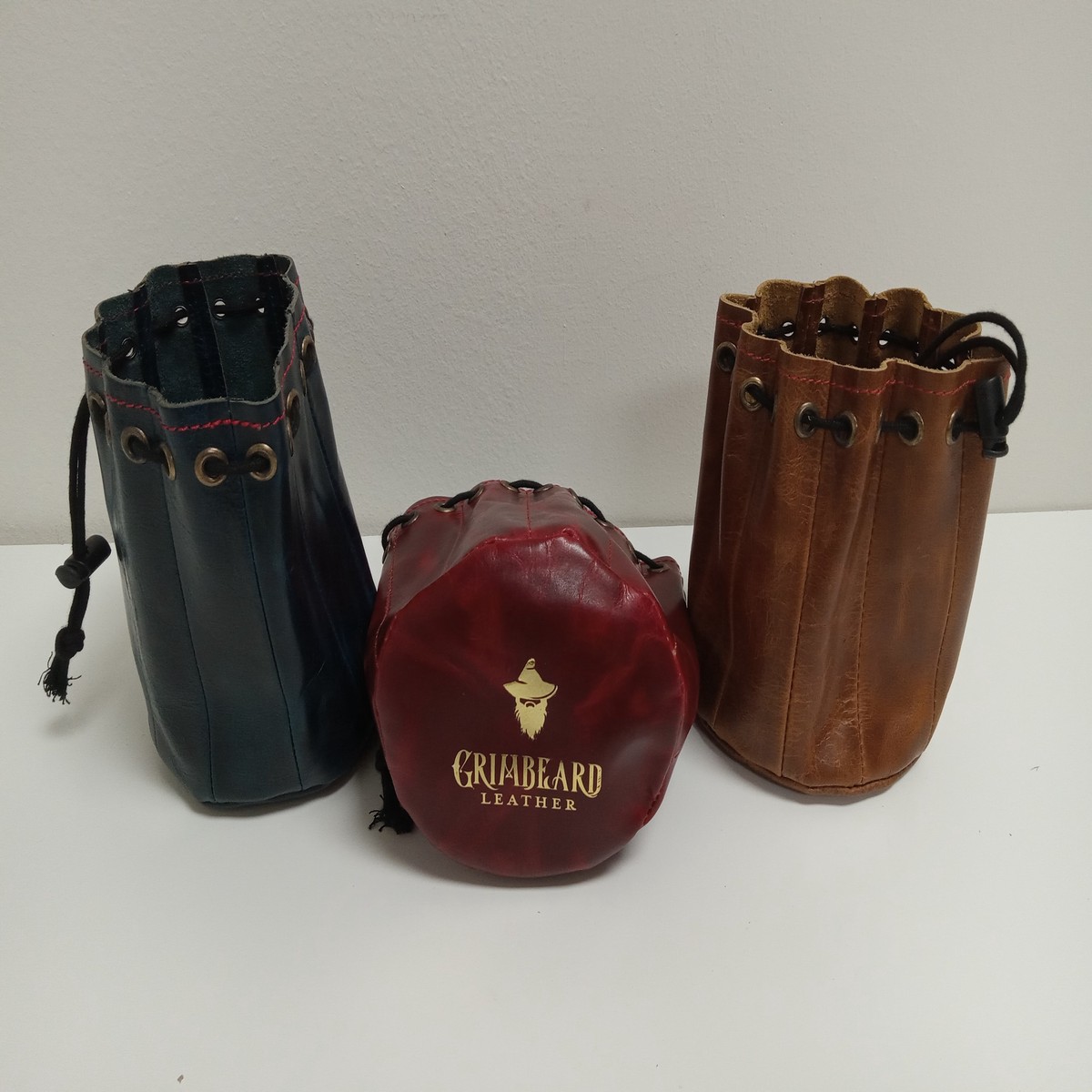 Grimbeard's Dice Bags - Large Round Buffalo Hide with Drawstring