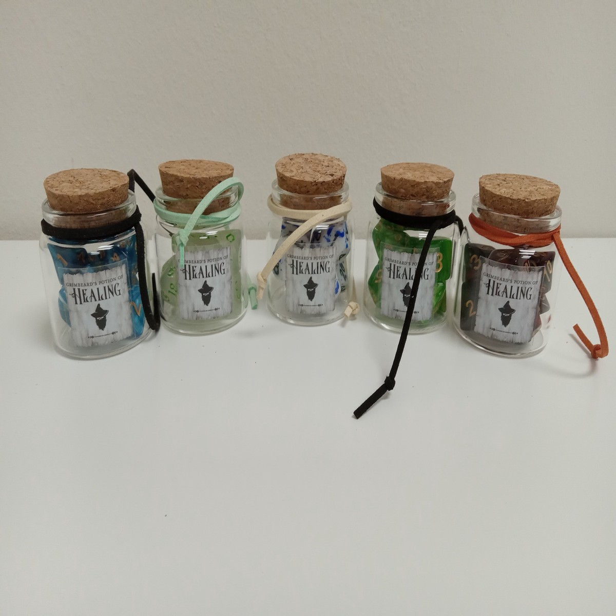 Grimbeard's Potion of Healing - 7ct Polyhedral Dice Set in Glass Vial