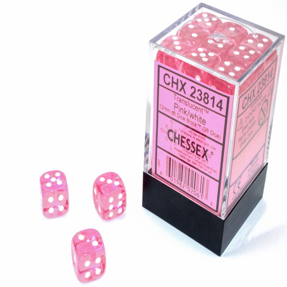 23814 12mm Translucent d6 Pink/White