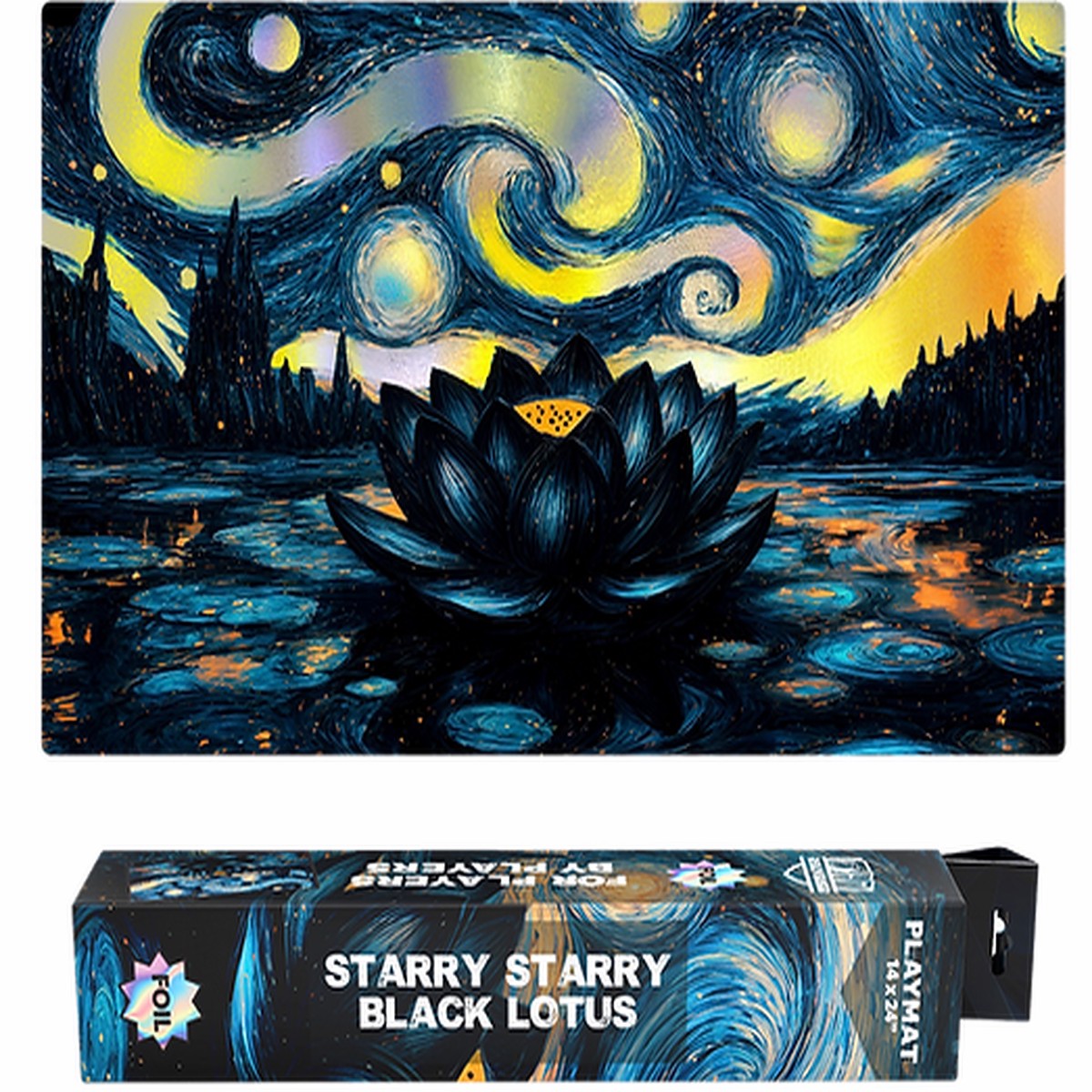Realm Guard Starry Night Black Lotus Foil Playmat
