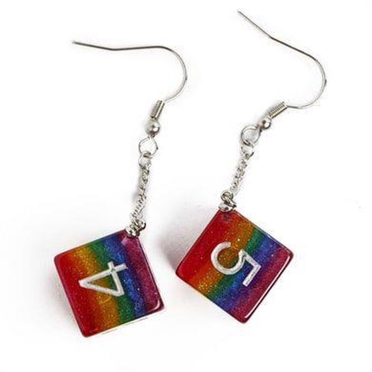 d6 Earrings Glitter Rainbow