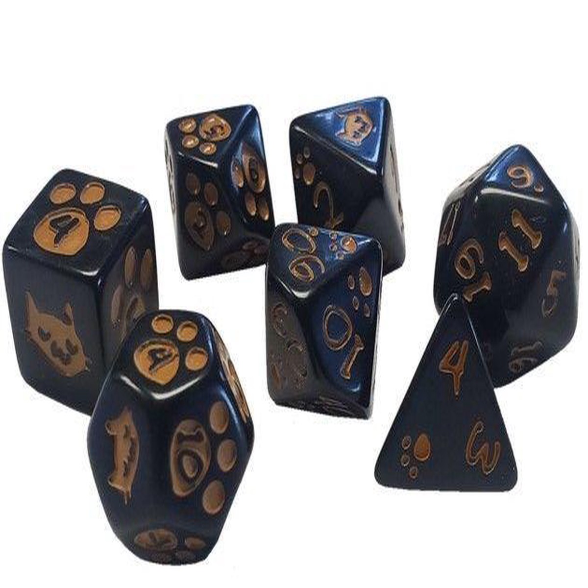 Black Kitten Poly Dice 7ct
