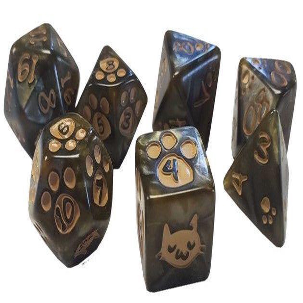 Brown Kitten Poly Dice 7ct