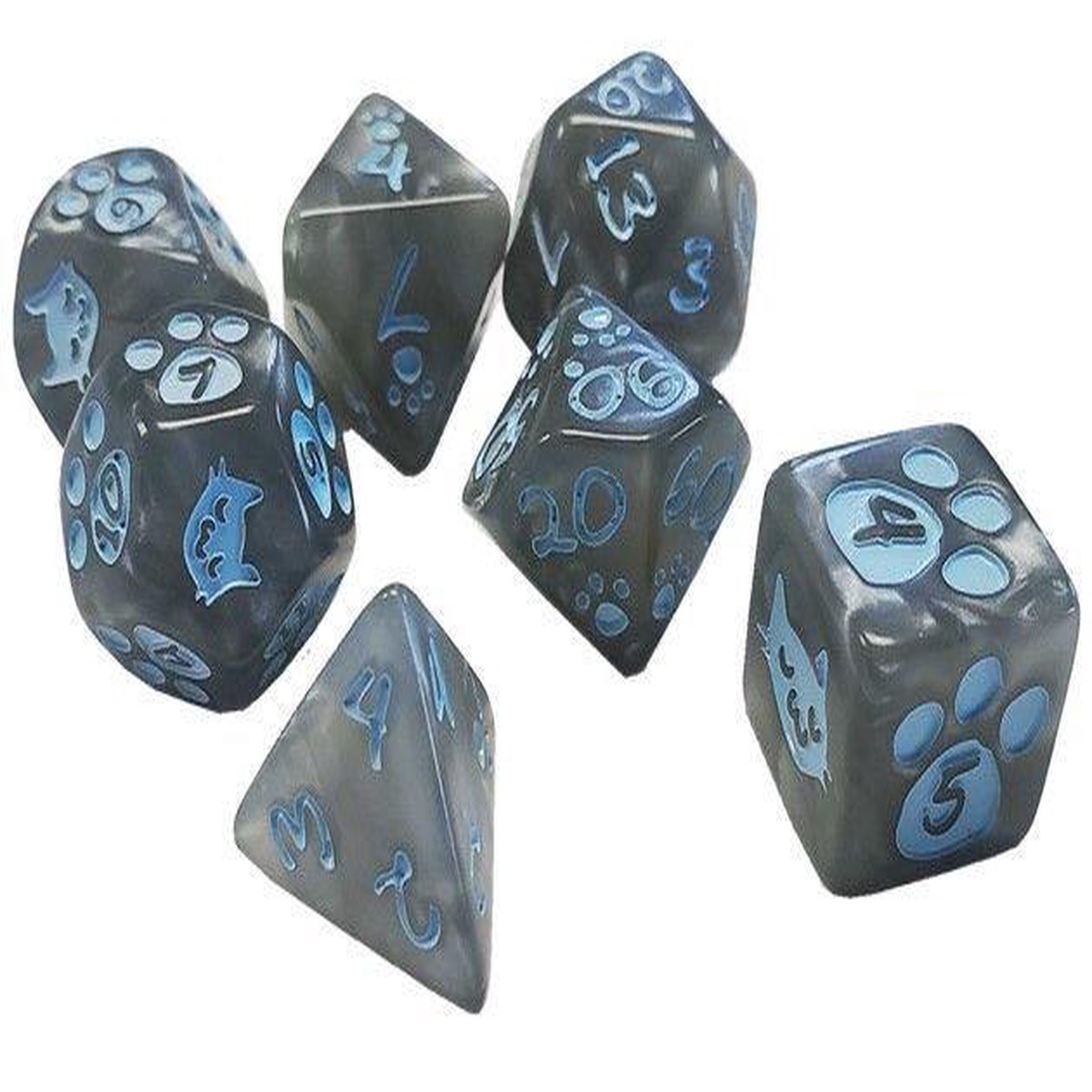 Gray Kitten Poly Dice 7ct
