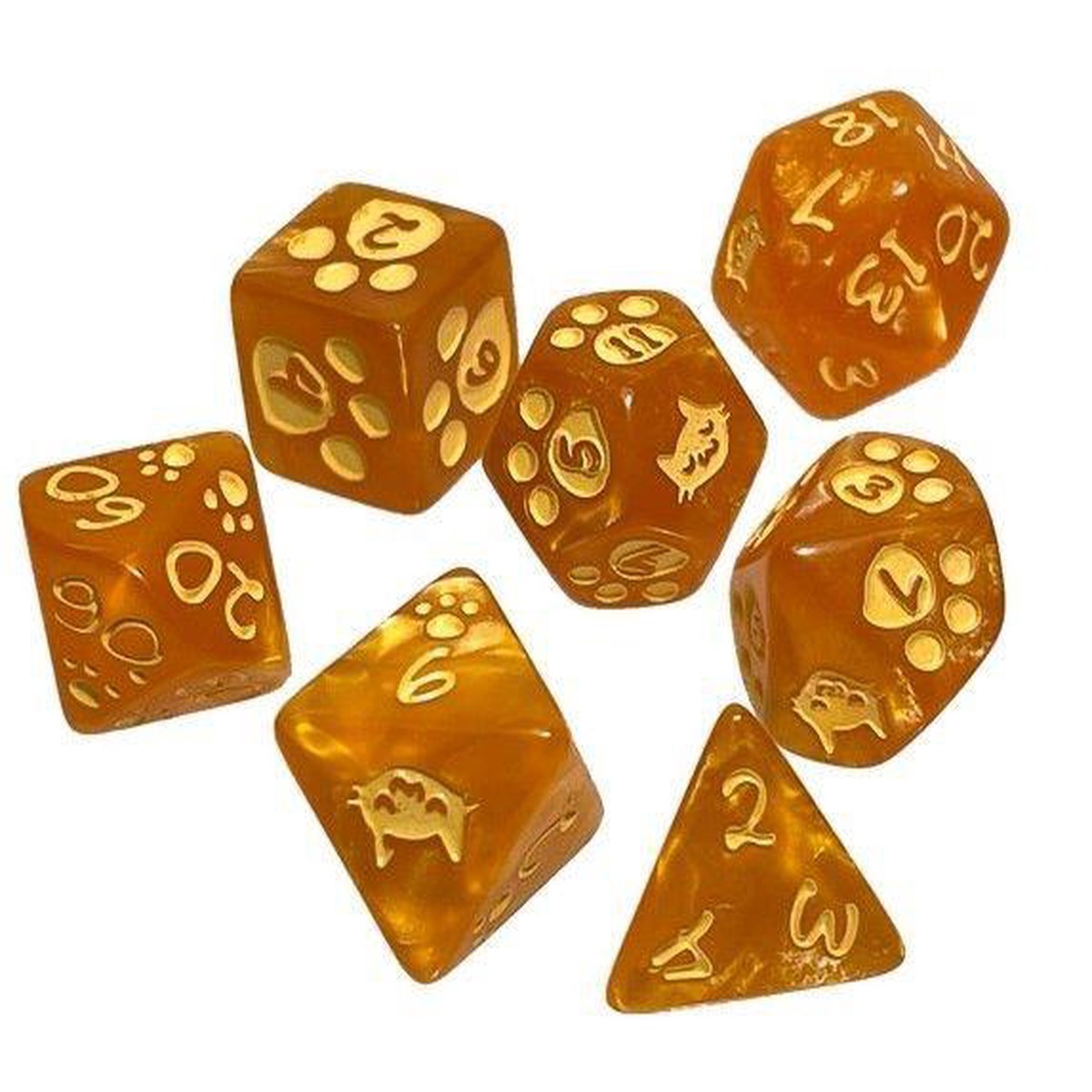 Orange Kitten Poly Dice 7ct