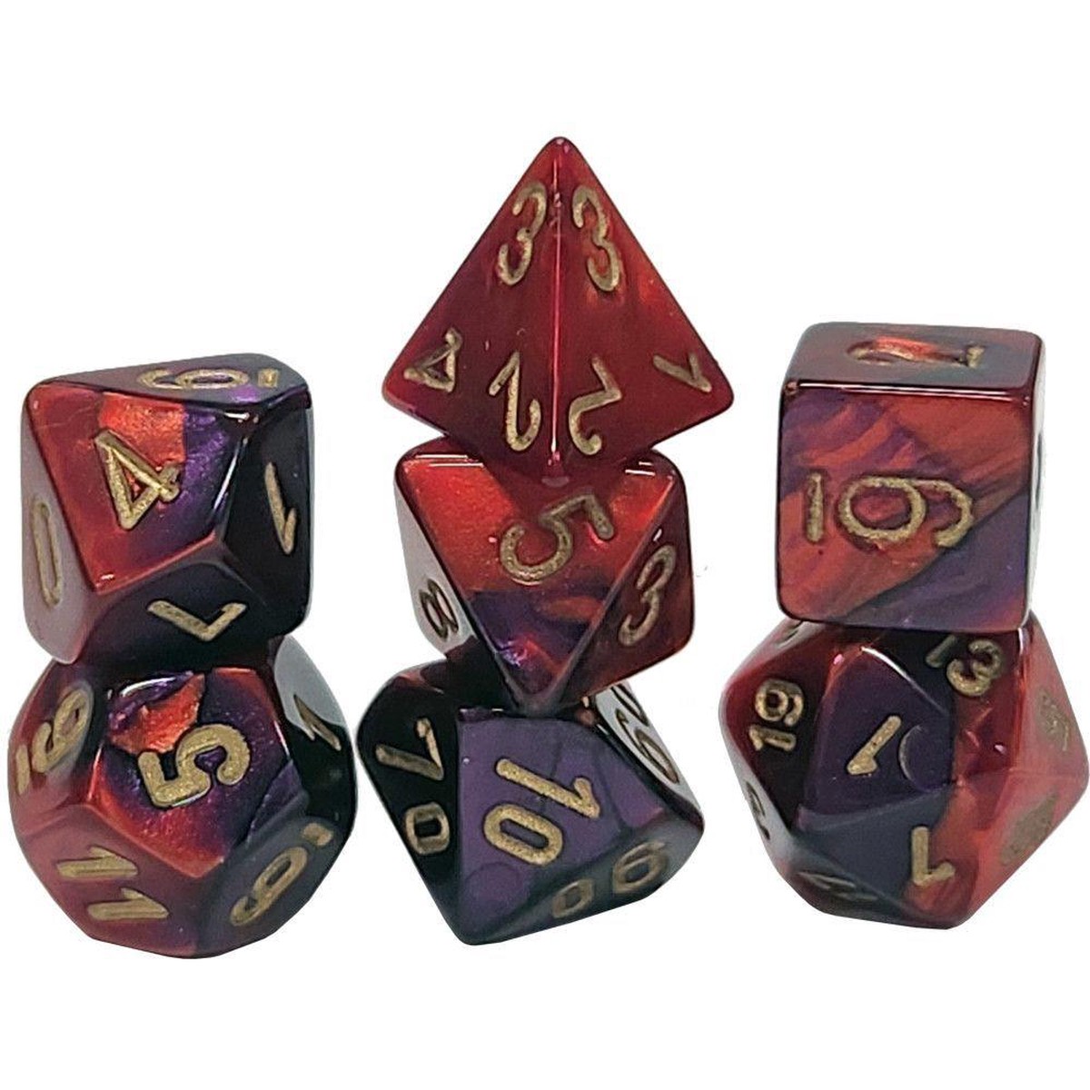 Chessex Gemini Mini-hedral Purple-Red/gold 7-Die Set