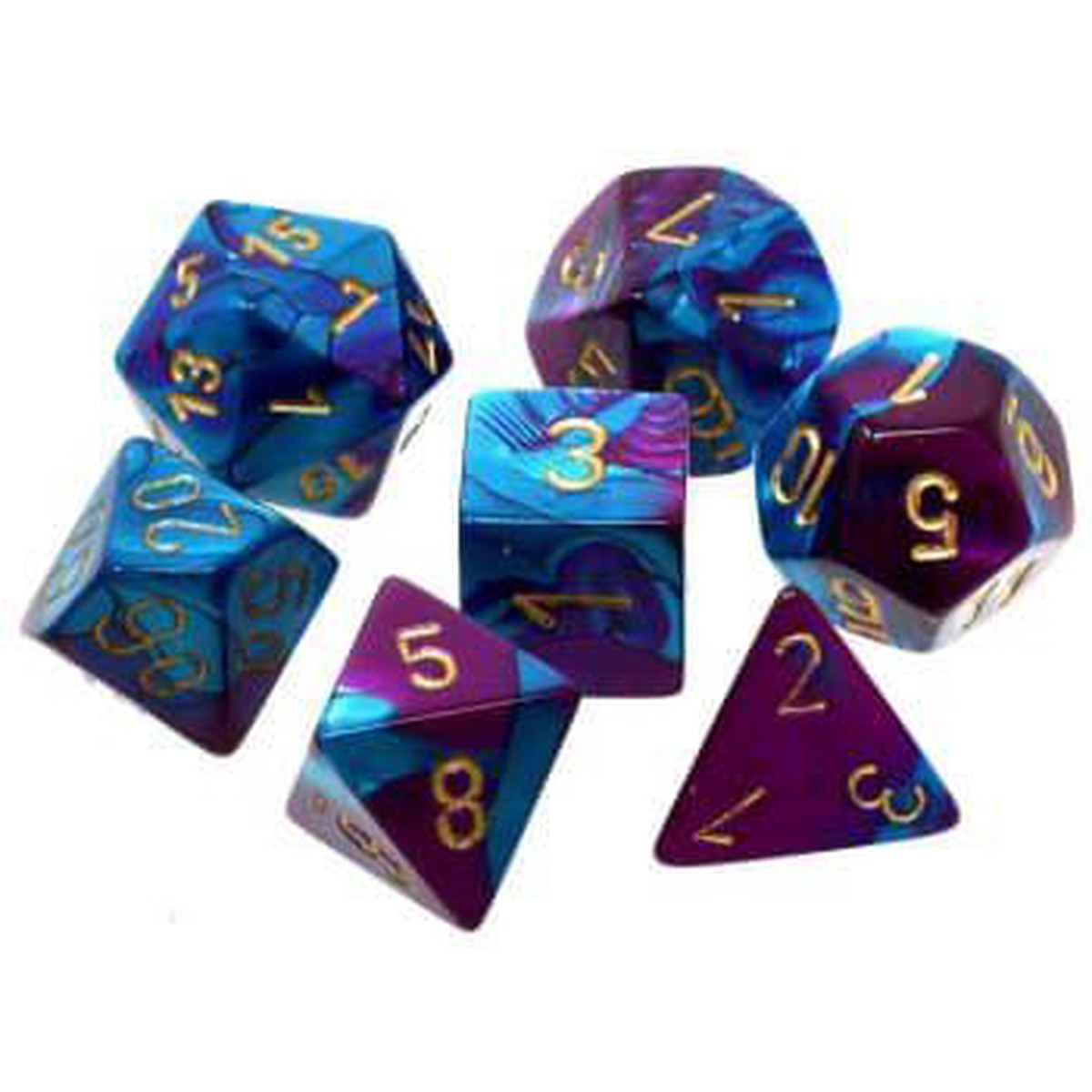 Gemini Mini-hedral Purple-Teal/gold 7-Die Set