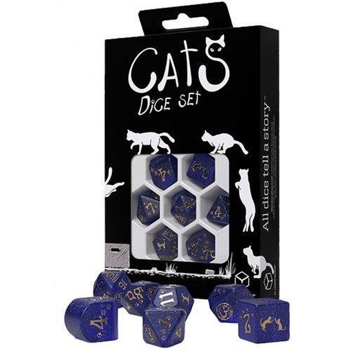 Q-Workshop 7ct Polyhedral Dice Set Cats Meowster