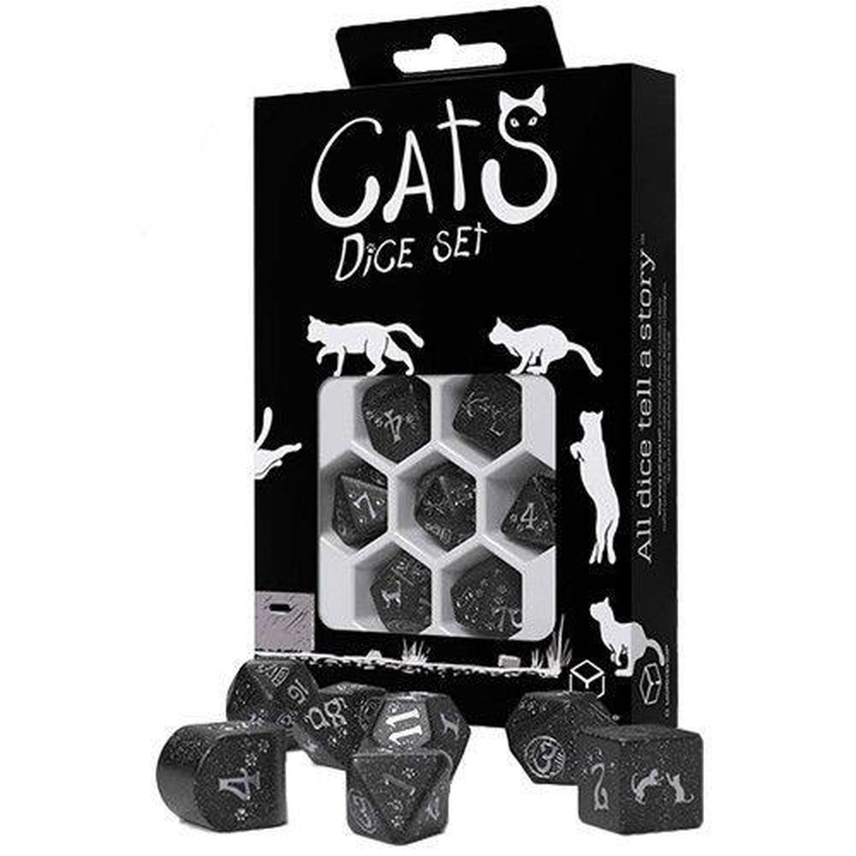 Q-Workshop 7ct Polyhedral Dice Set Cats Waffle