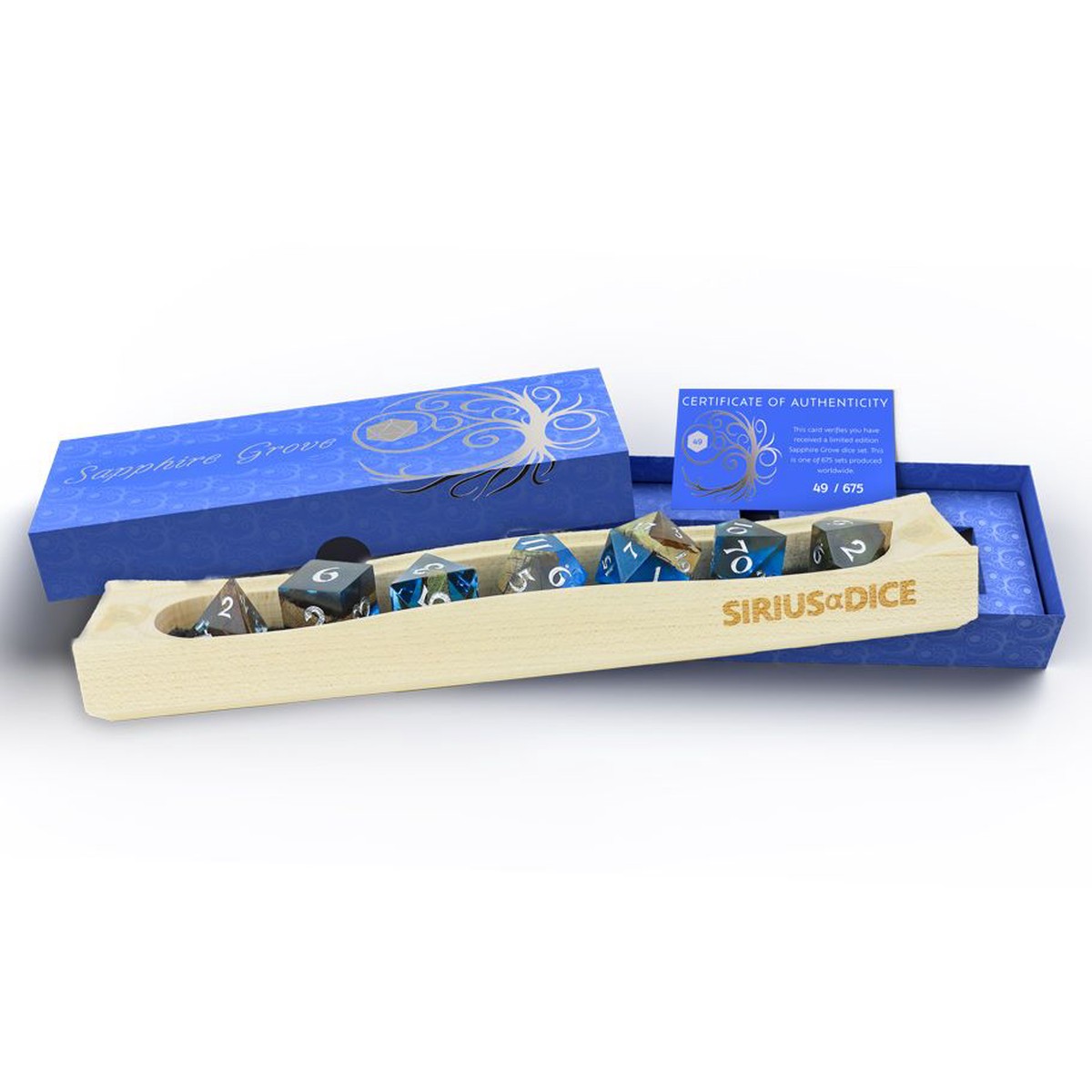 7-Set Sapphire Grove Blue Resin with Nanmu-Style Phoebe Zhennan Wood