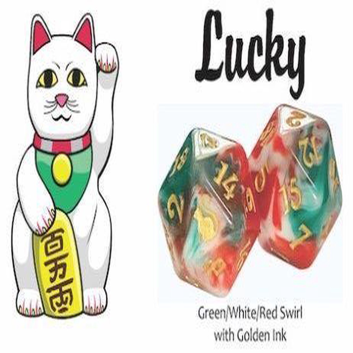 Kitty Clacks 7ct Polyhedral Dice Set Lucky