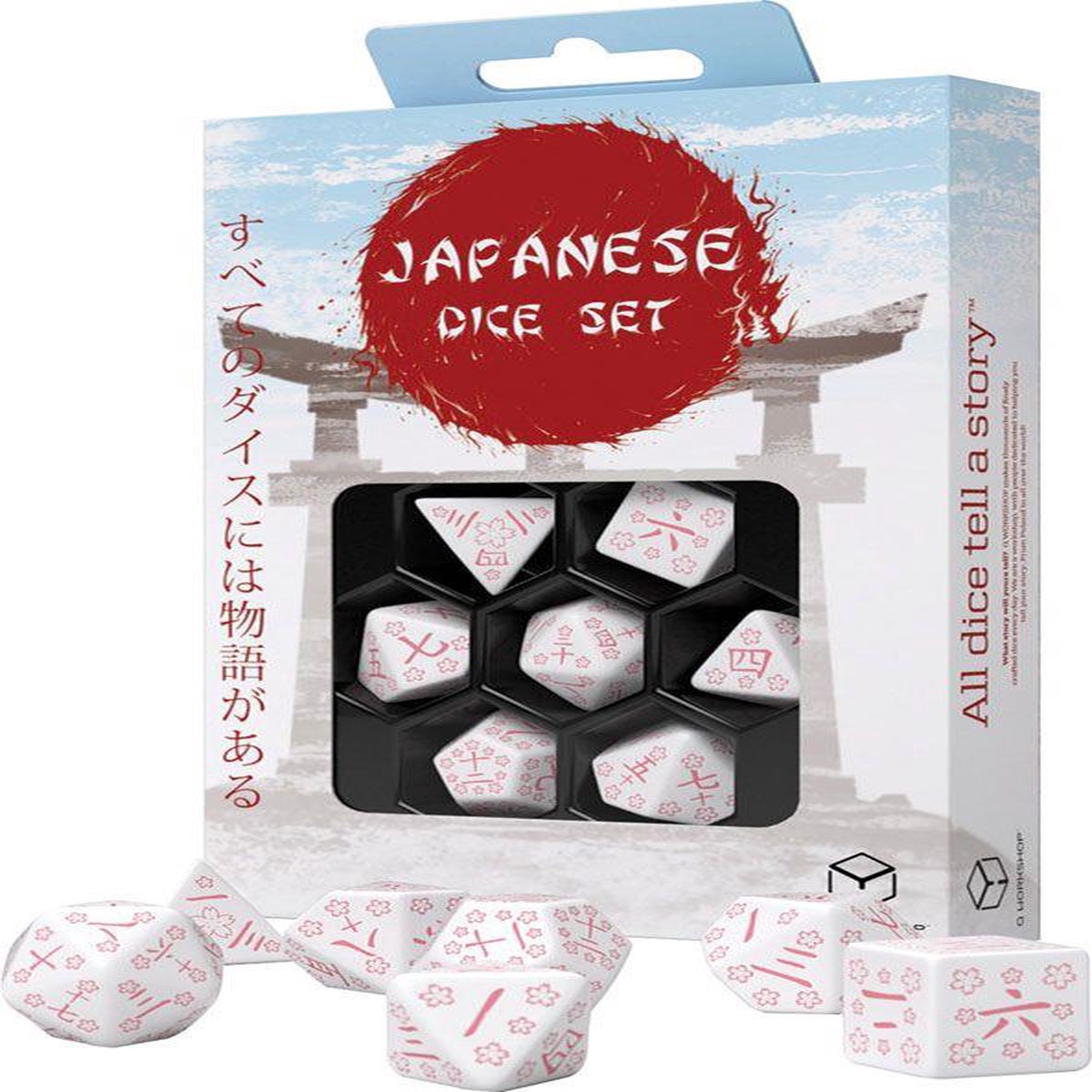 Q-Workshop 7ct Polyhedral Dice Set Japanese Cherry Blossom Petals