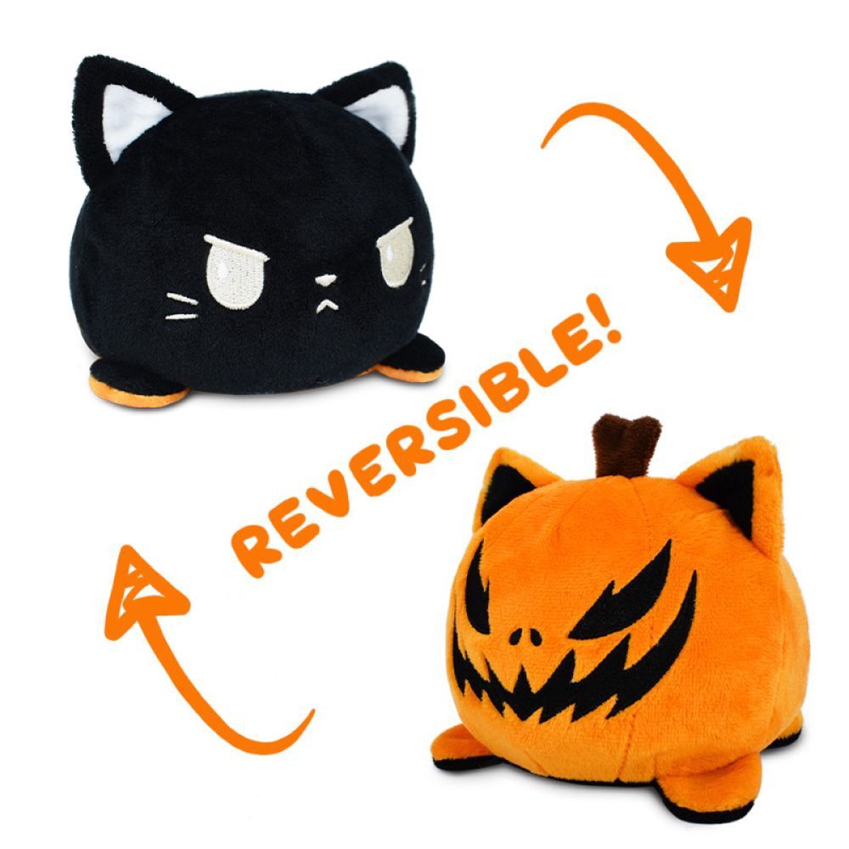 Reversible Cat Black/Orange Plush