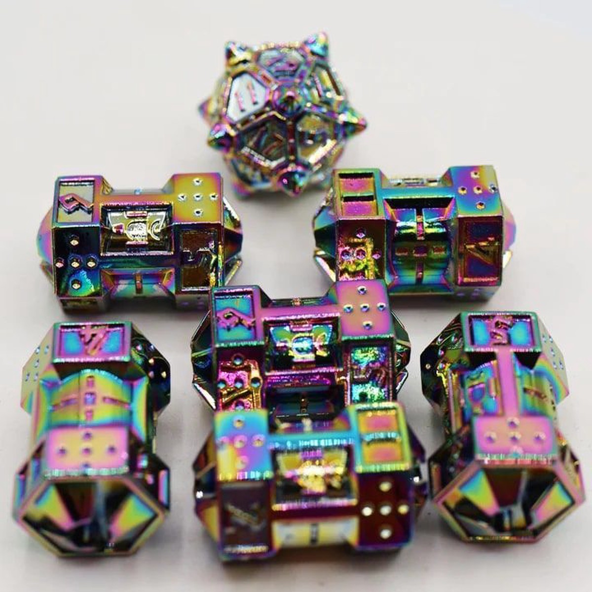 Foam Brain Games 7ct Metal CCG Dice Set Holo Projection
