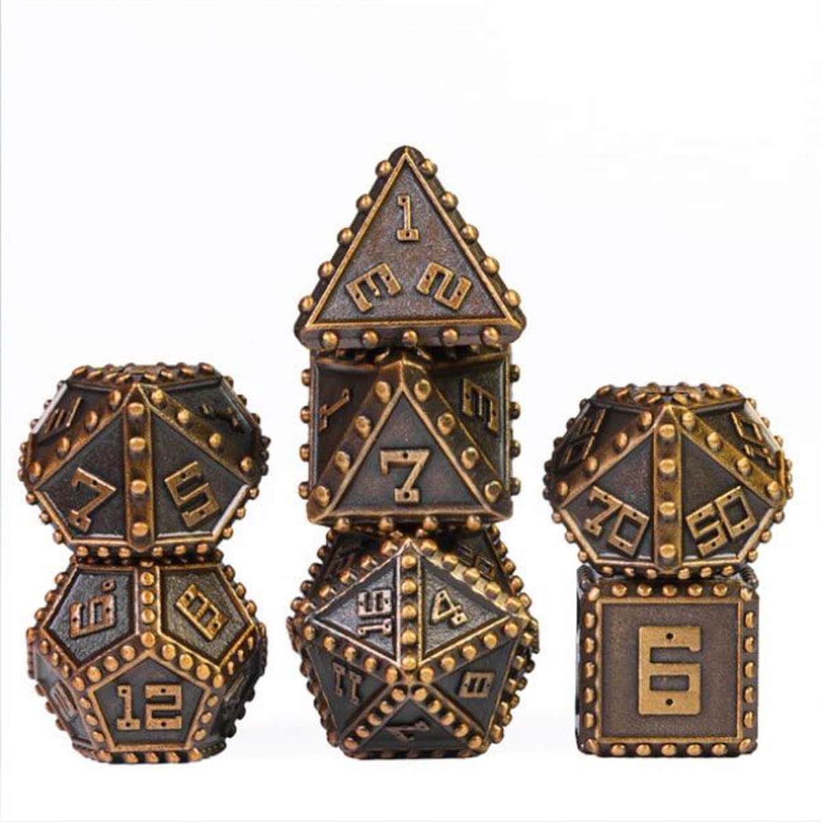 Foam Brain Games 7ct Metal Polyhedral Dice Set - Gold Brigandine