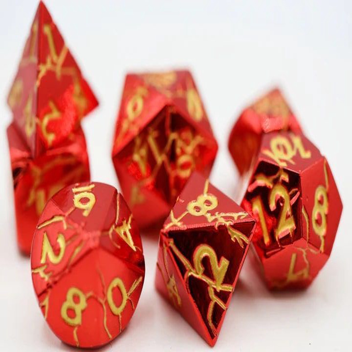 Foam Brain Games 7ct Metal Polyhedral Dice Set Ruby Quarry