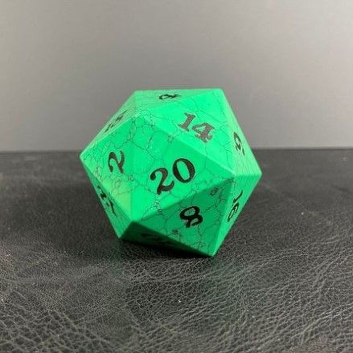 D20 Green Cracked Stone