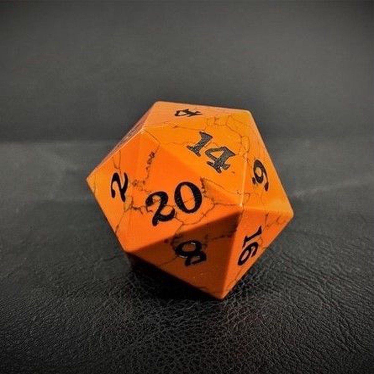 D20 Orange Cracked Stone