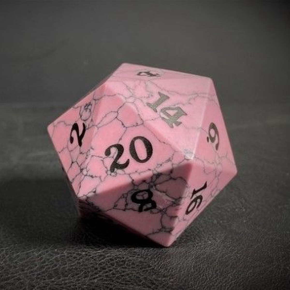 D20 Pink Cracked Stone