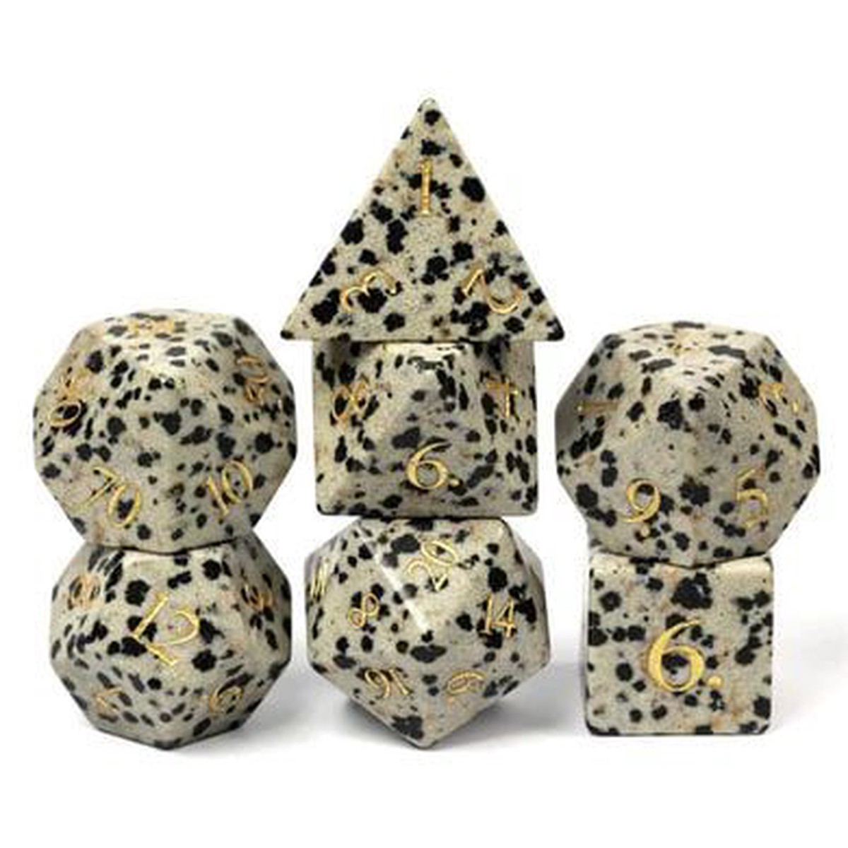 Foam Brain Games 7ct Gemstone Polyhedral Dice Set Black Speckle