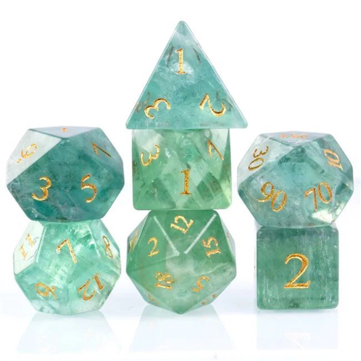 Foam Brain Games 7ct Gemstone Polyhedral Dice Set Green Amethyst Flourite